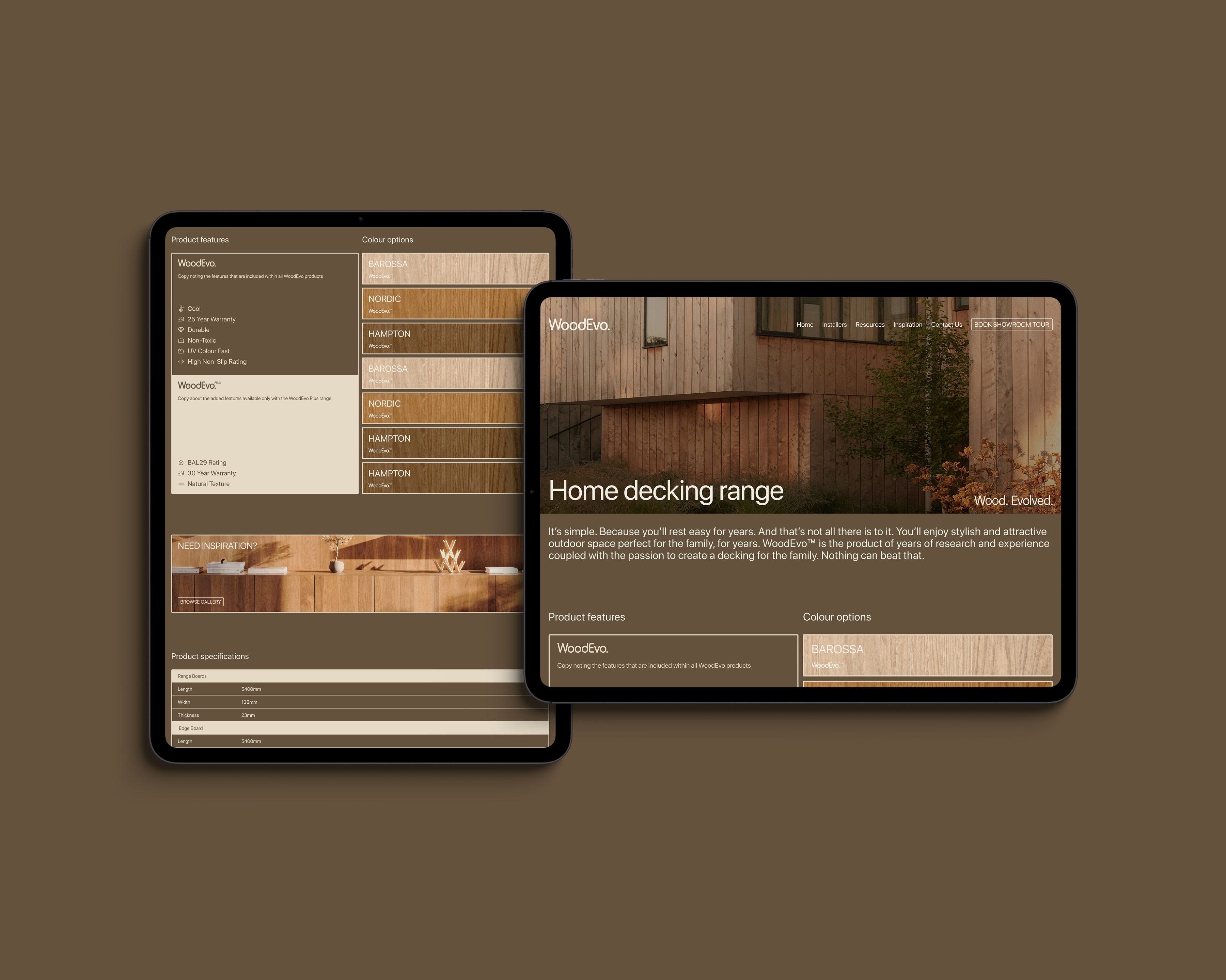 WoodEvo web screens