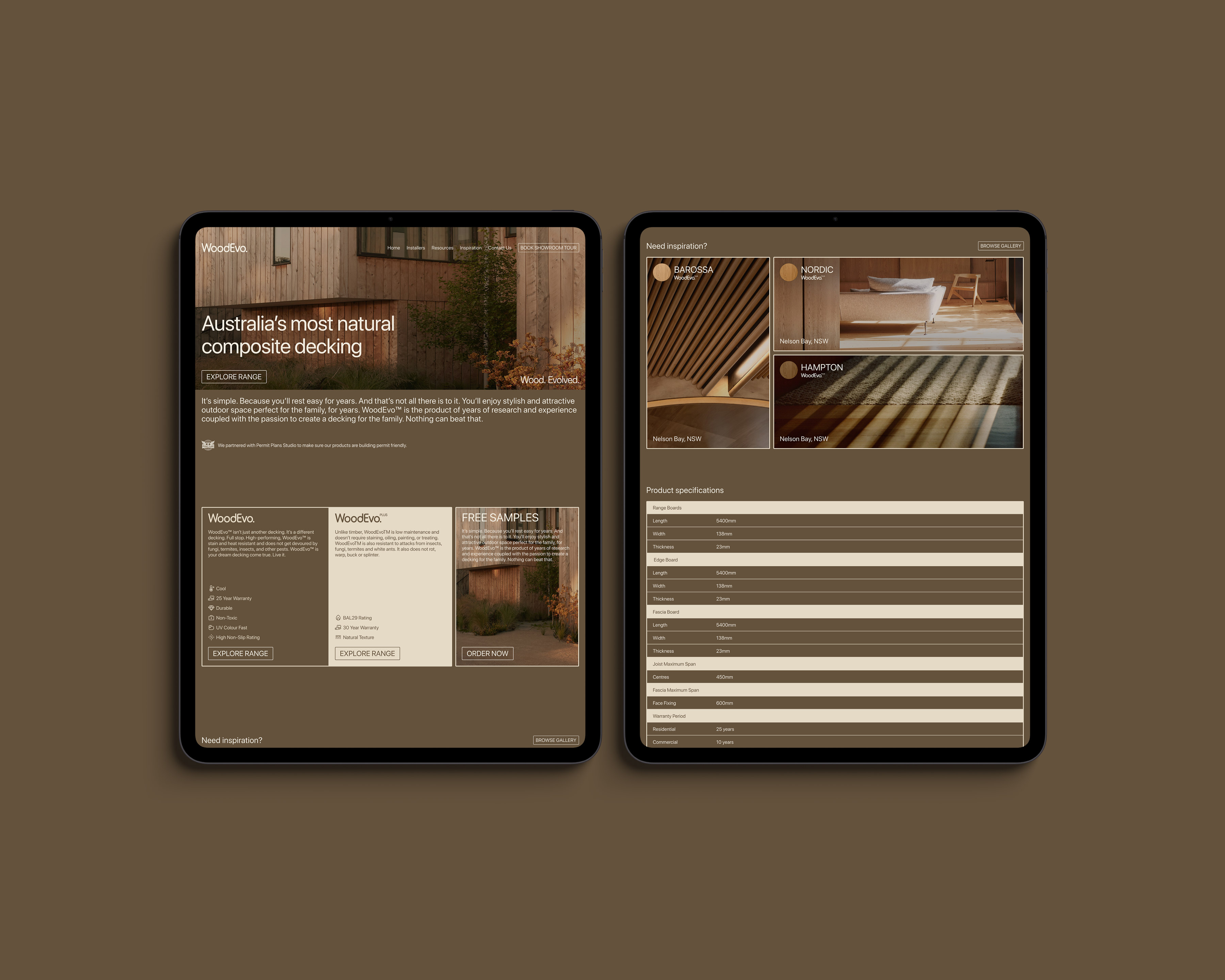 WoodEvo web screens