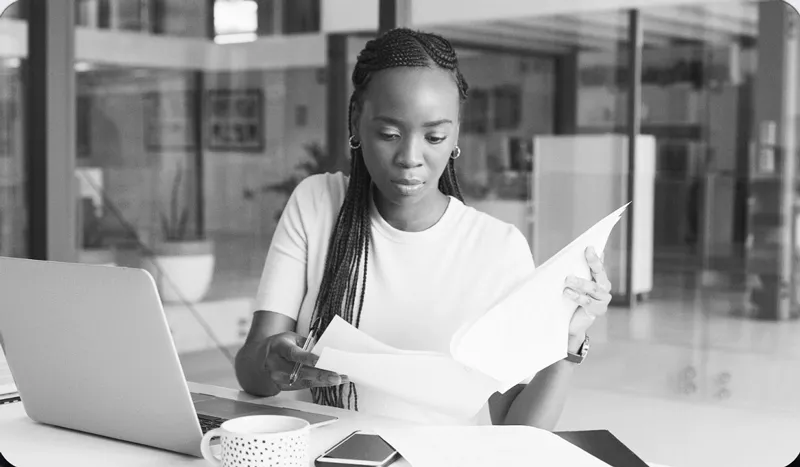 A small to midsize business owner reviewing security information
