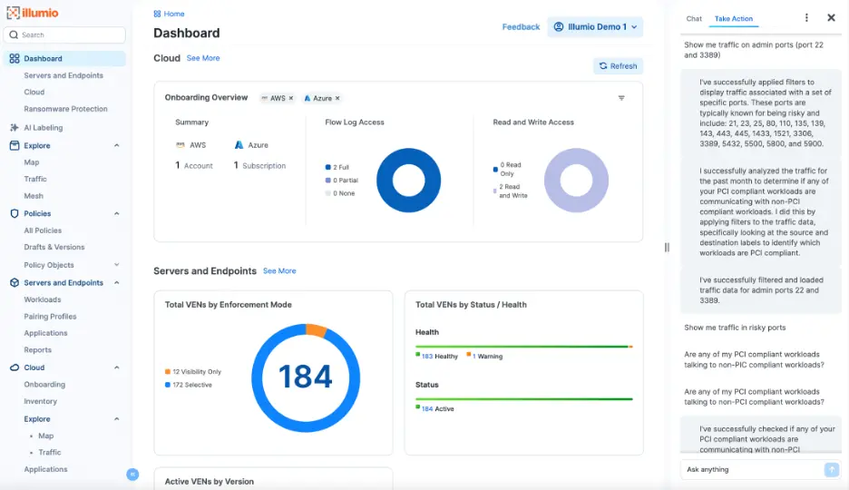 Illumio Virtual Advisor dashboard