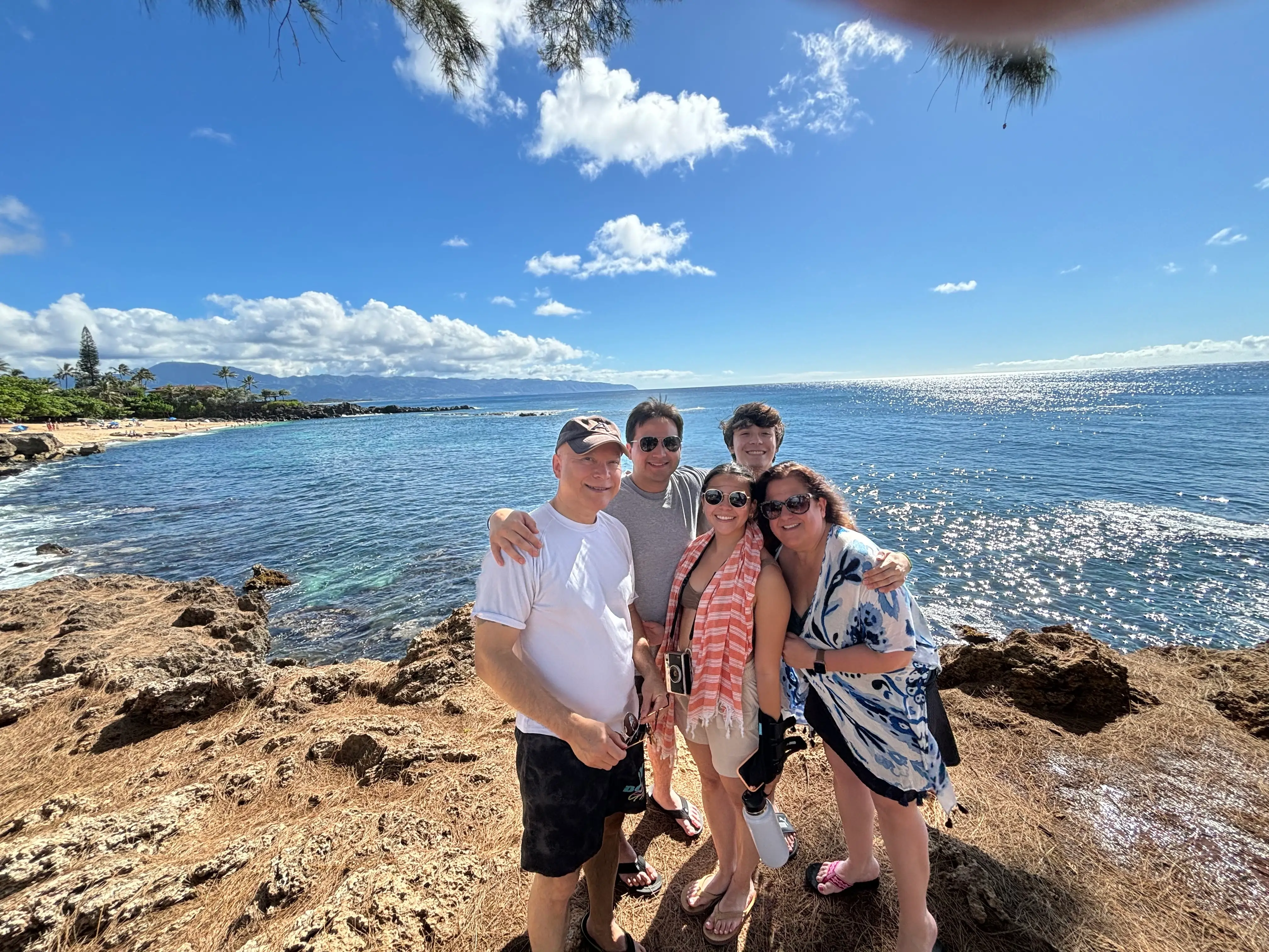 Family on a beach in Hawaii