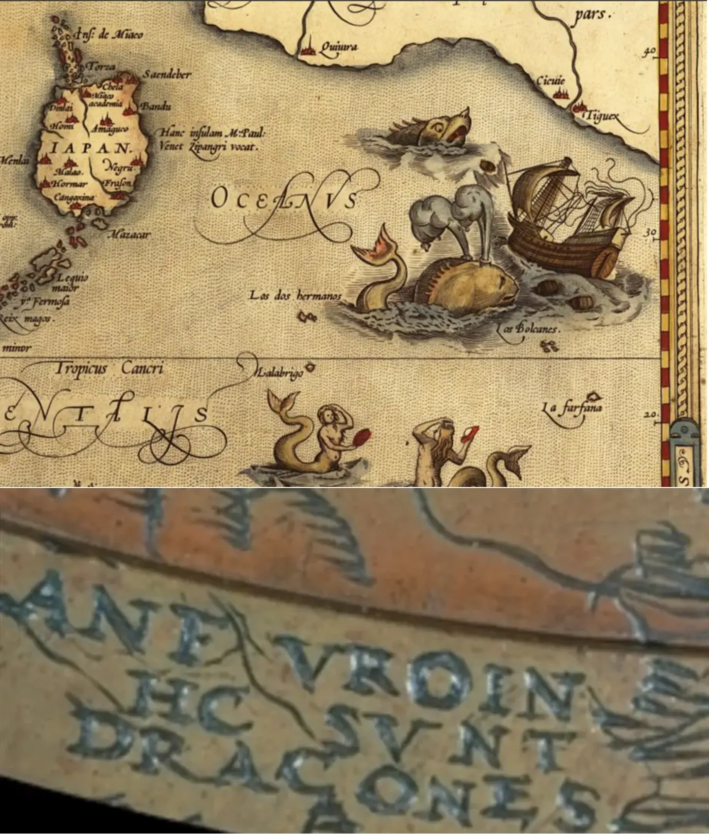 Medieval map and a portion of its text