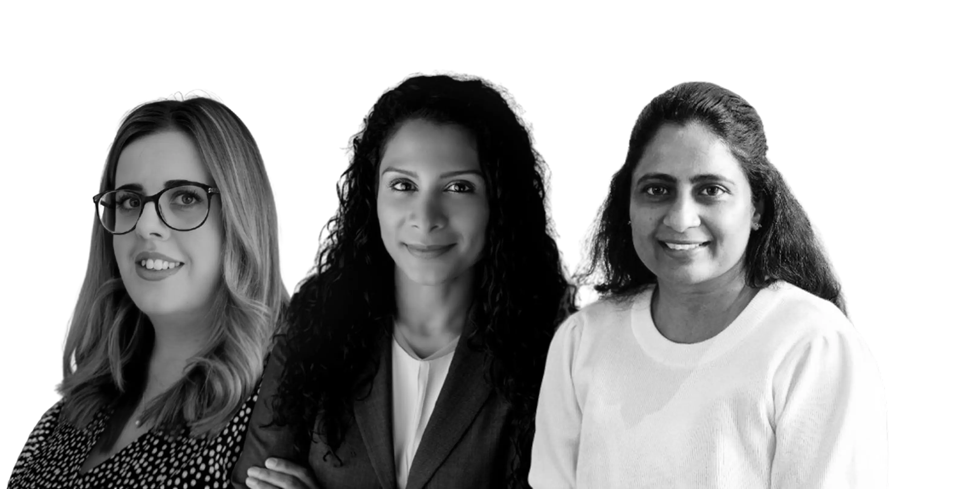 Headshots of Emma Doyley, Sumi Gorla, and Aparna Kadari