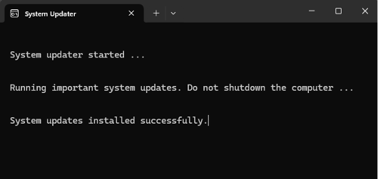 Screenshot of system updater