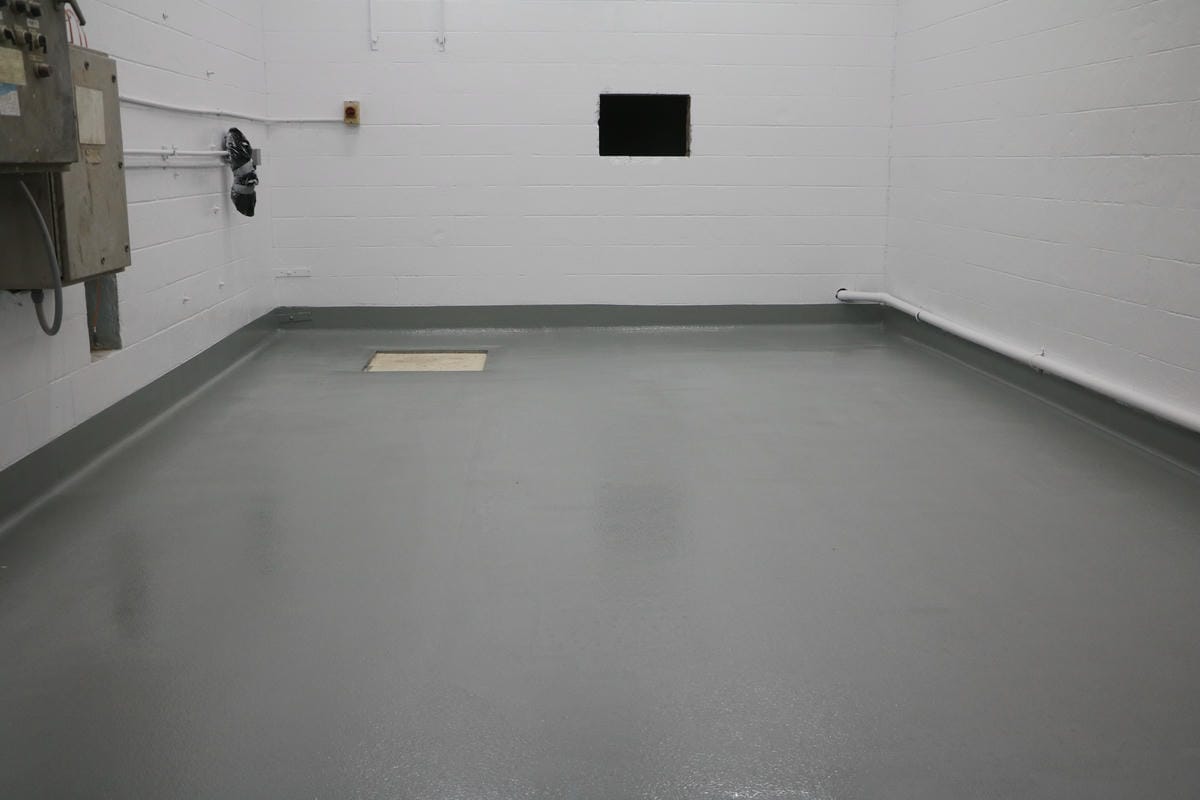 Selection of high-performance industrial floor and wall coatings, including epoxy, MMA and Urethane concrete for facility protection in SW Ontario.