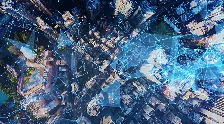 a aerial view of a city