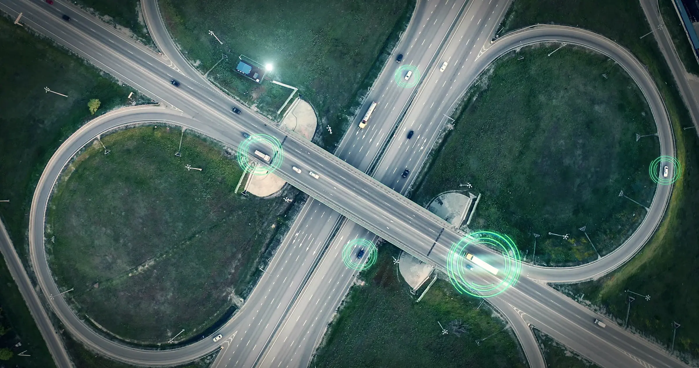a cross-section of a highway with cars on it