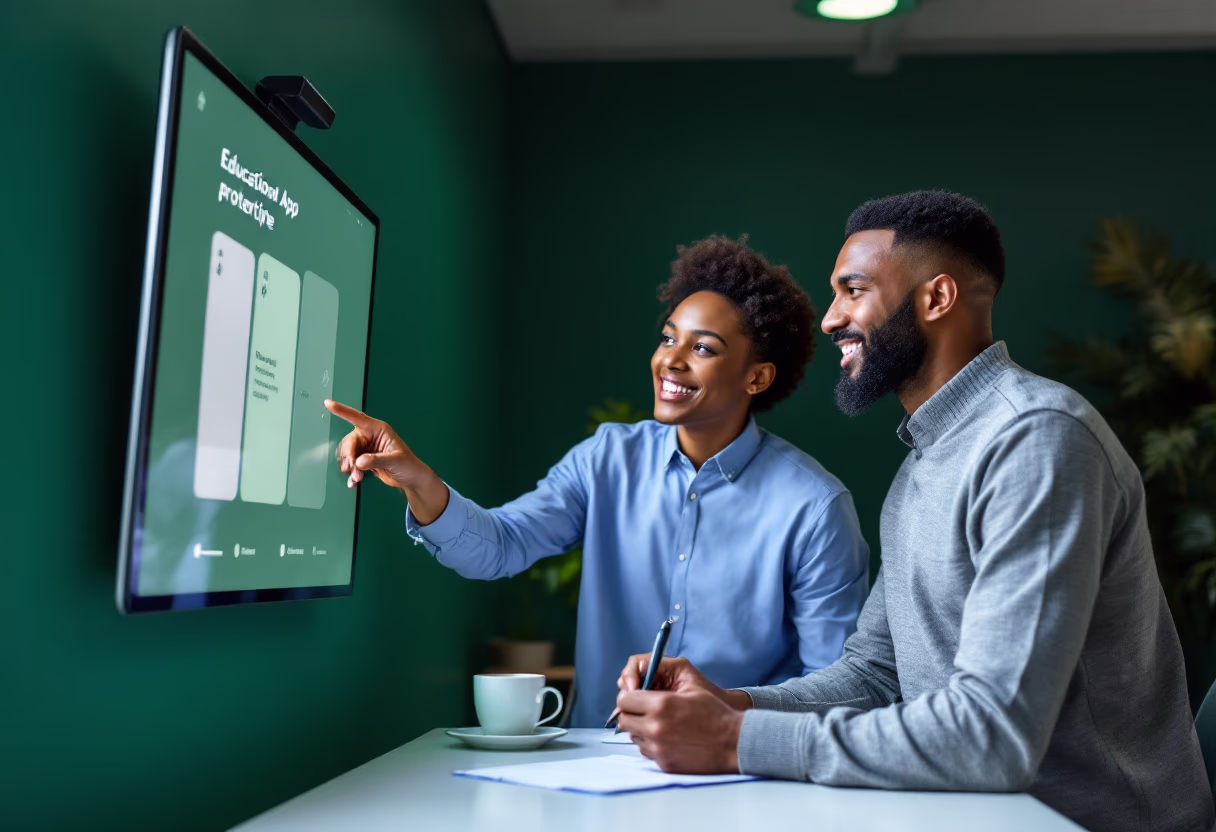 image of founders with a shared moment (for a edtech)