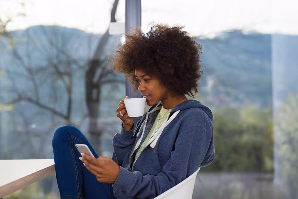 Kelsey enjoying her independent living space