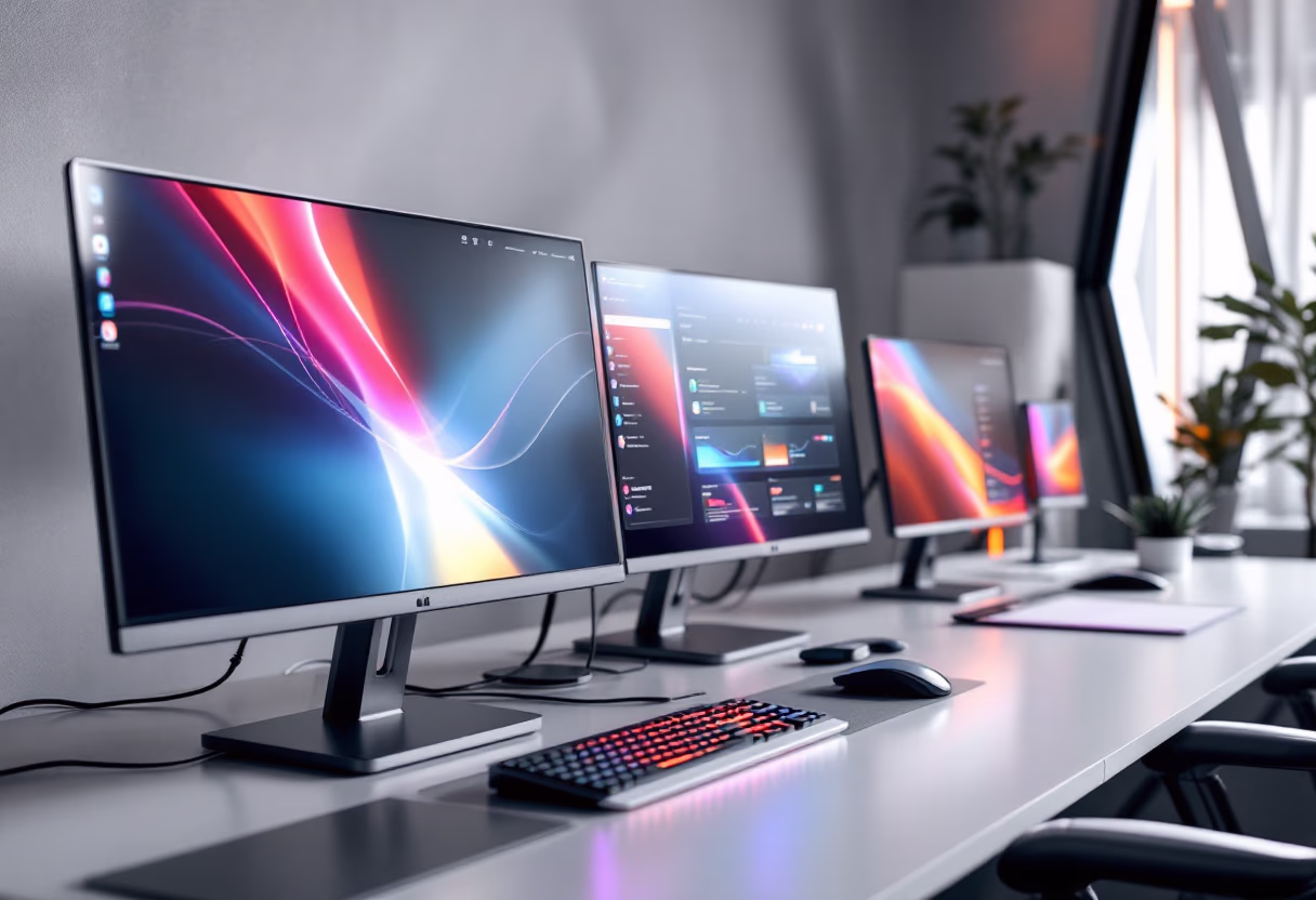 image of computer screens with data dashboards