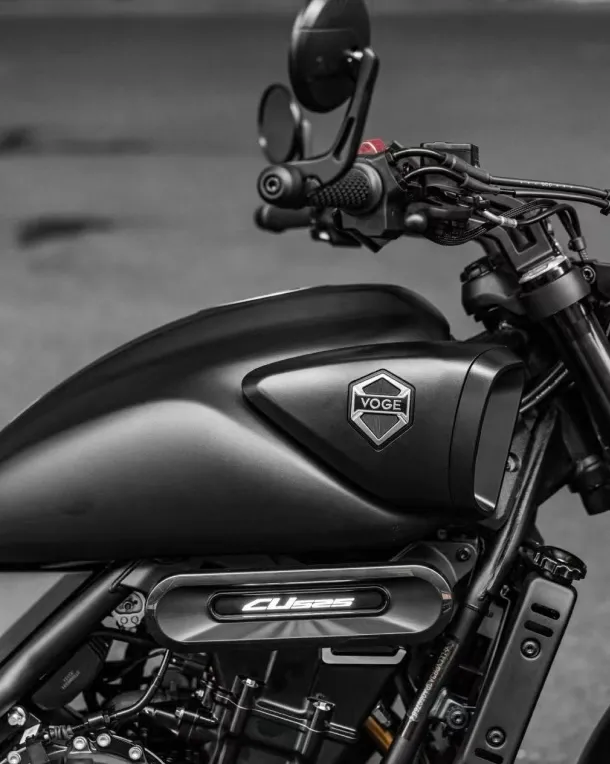 Voge CU525 studio shot in dark lighting, angled view highlighting bodywork.