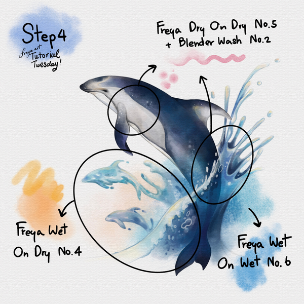 Freya.art Dolphin Tutorial for Procreate using Freya's Ultimate Watercolor Brushset Step 4