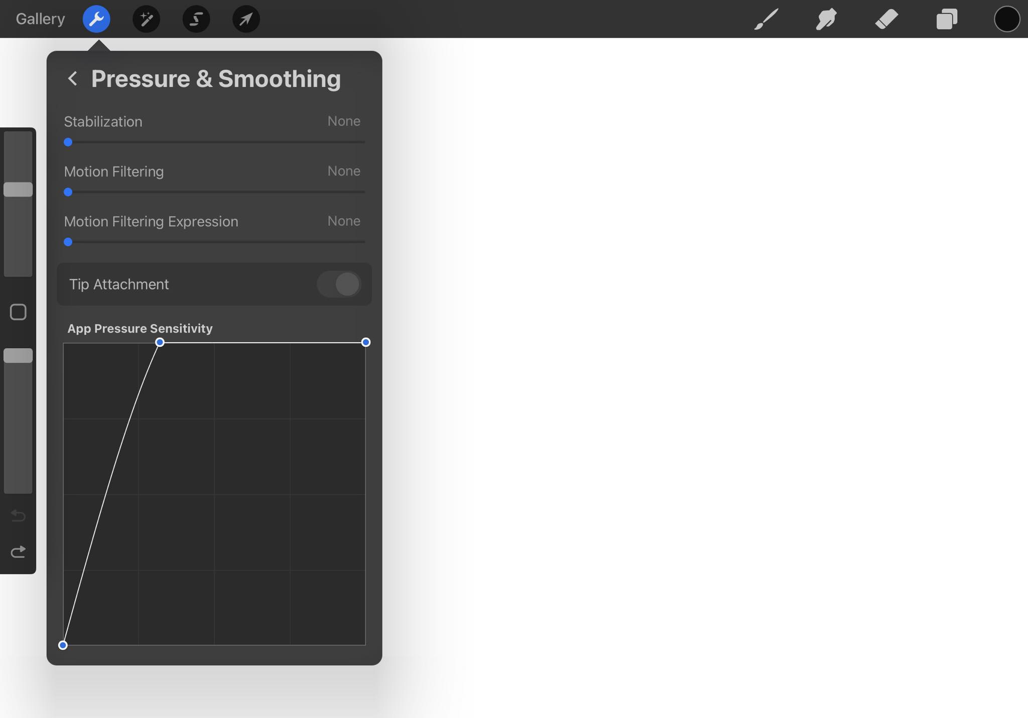 Pressure and Sensitivity settings in Procreate