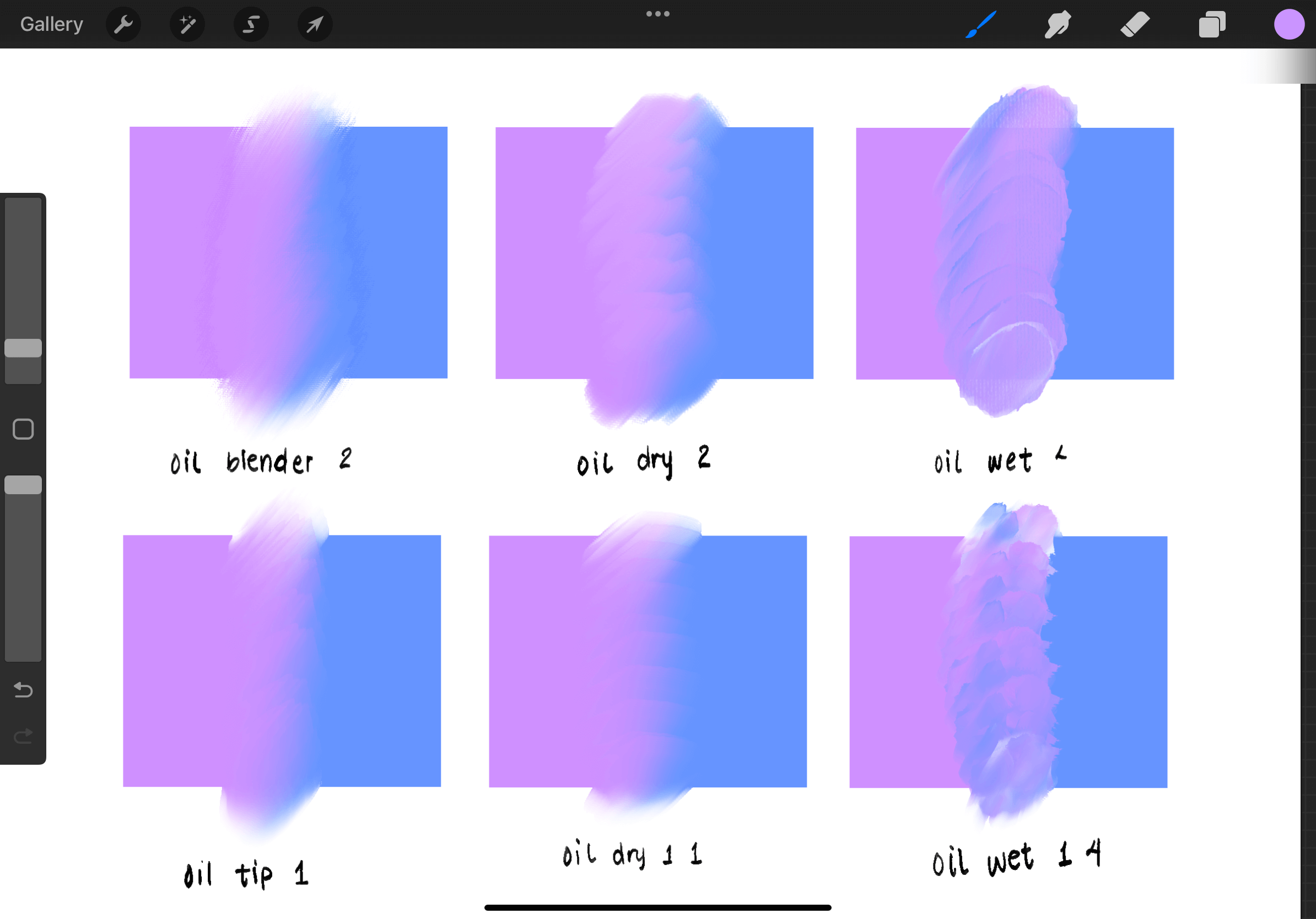 Freebie oil brushes as Procreate blending brushes