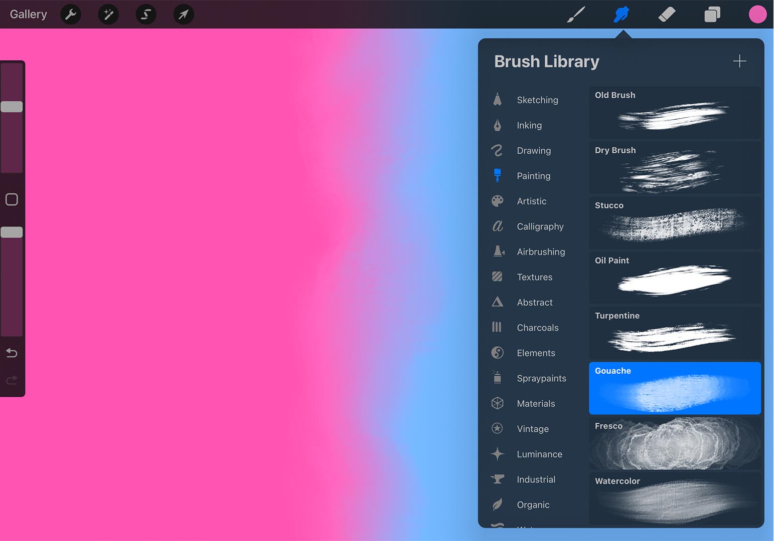 Procreate blending with an painting brush