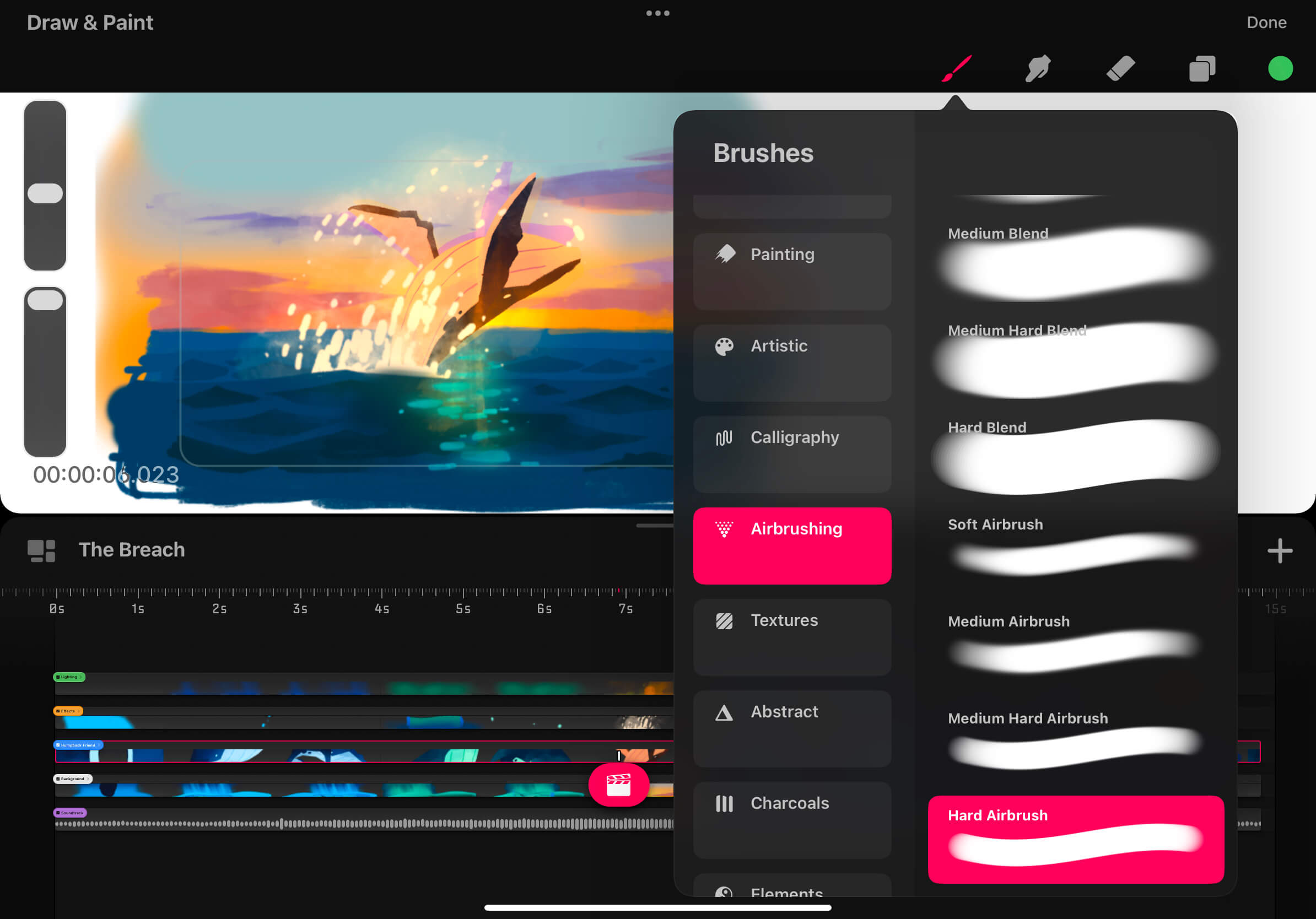 Brush selection panel