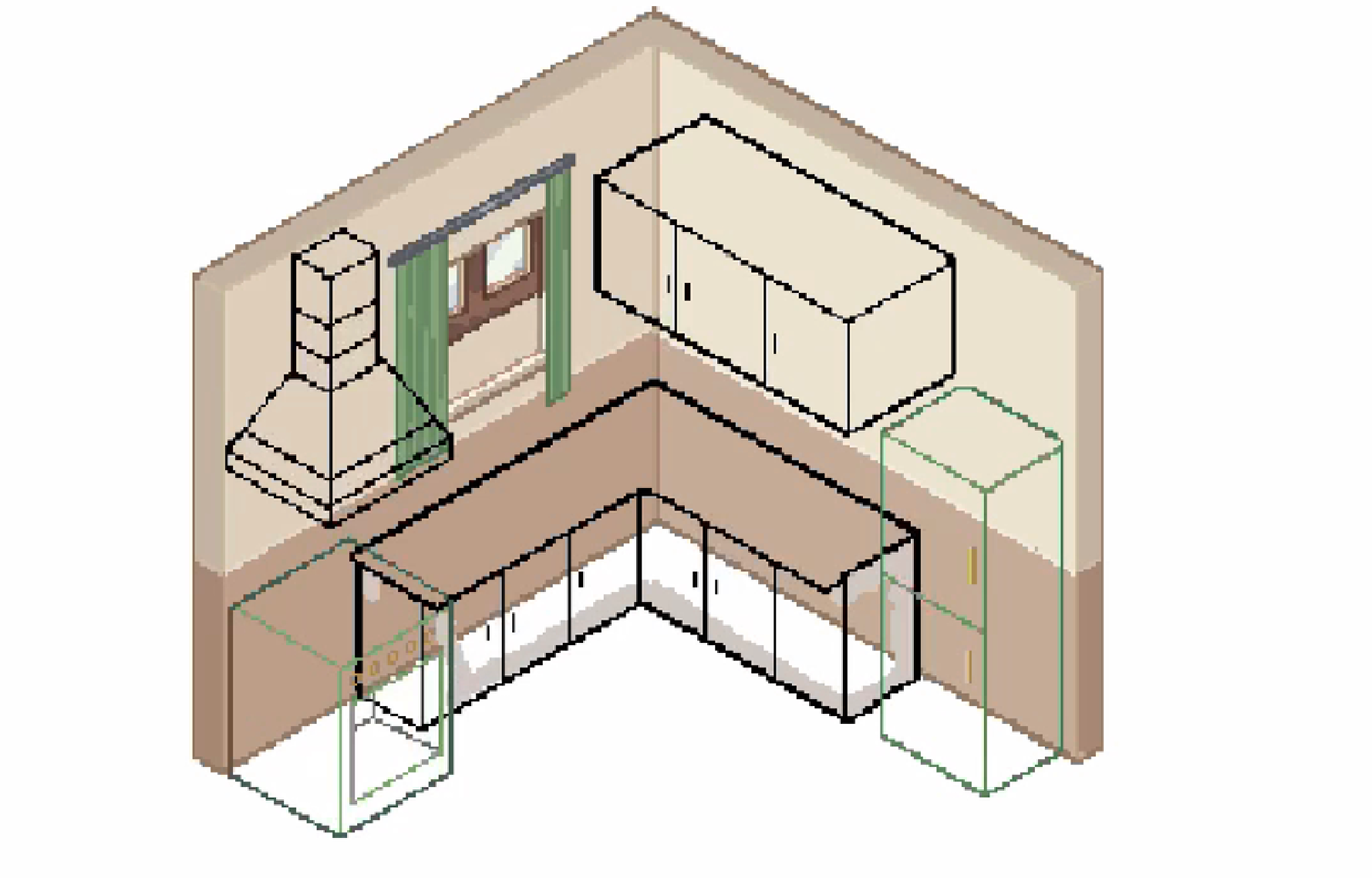 Rough sketch for a Pixel Art Kitchen