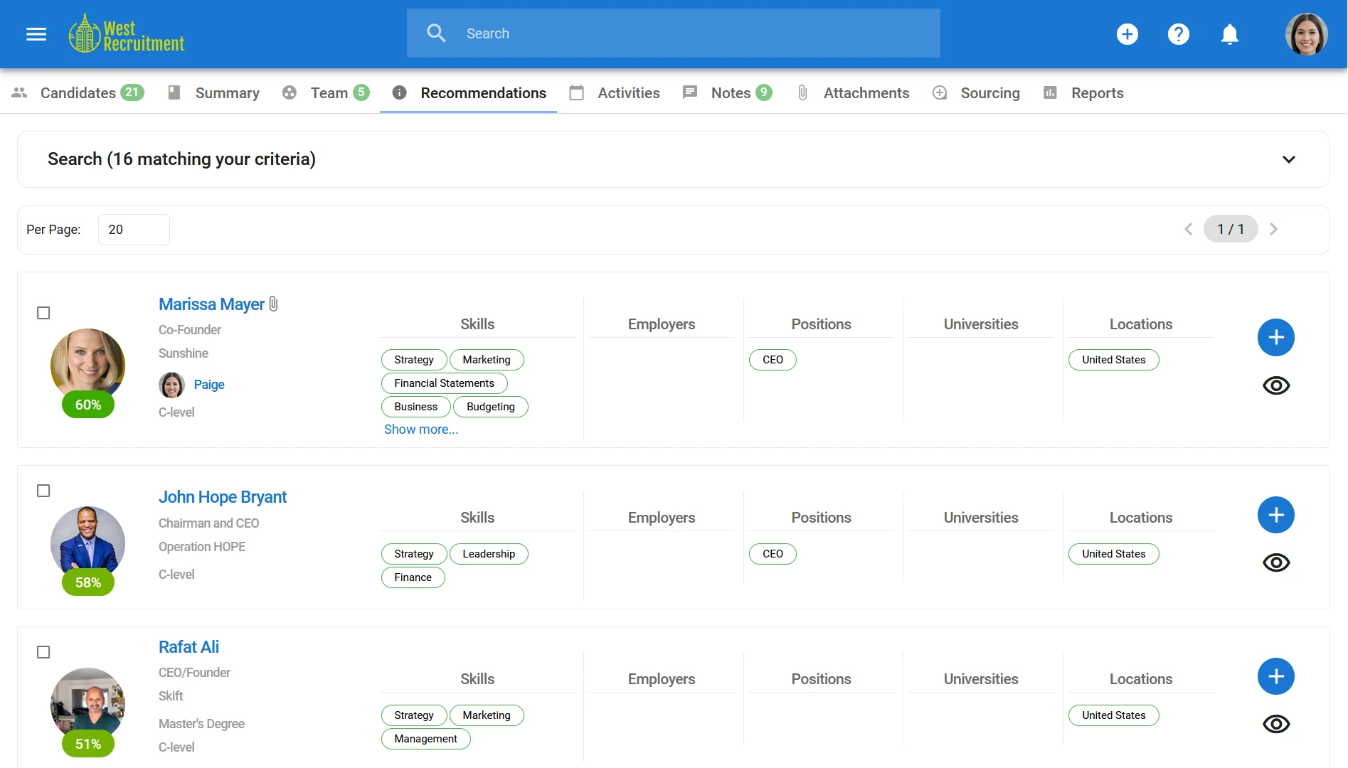 AI in recruitment tools can tell you which candidates closely matched with your criteria.