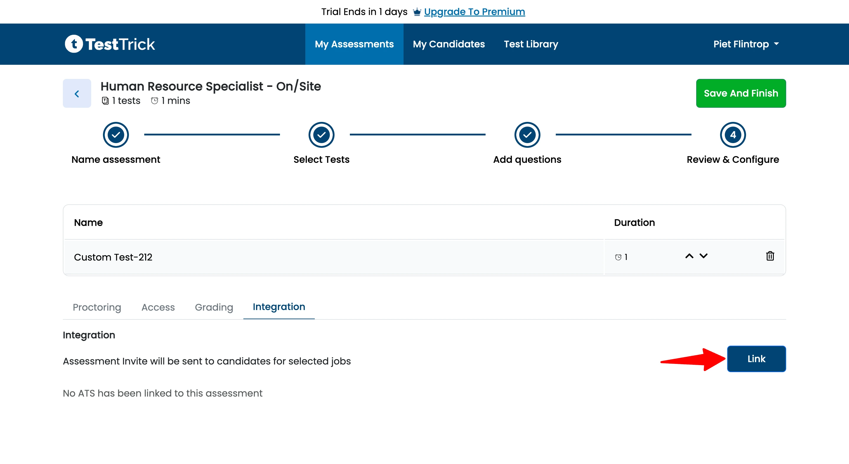 Easily send out TestTrick’s psychometric test with Manatal