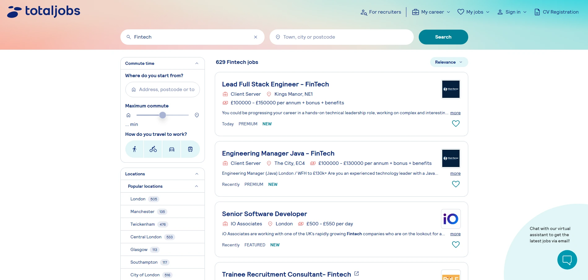 Totaljobs – popular job board, user-friendly, high traffic, powerful filters for targeting top finance talent.