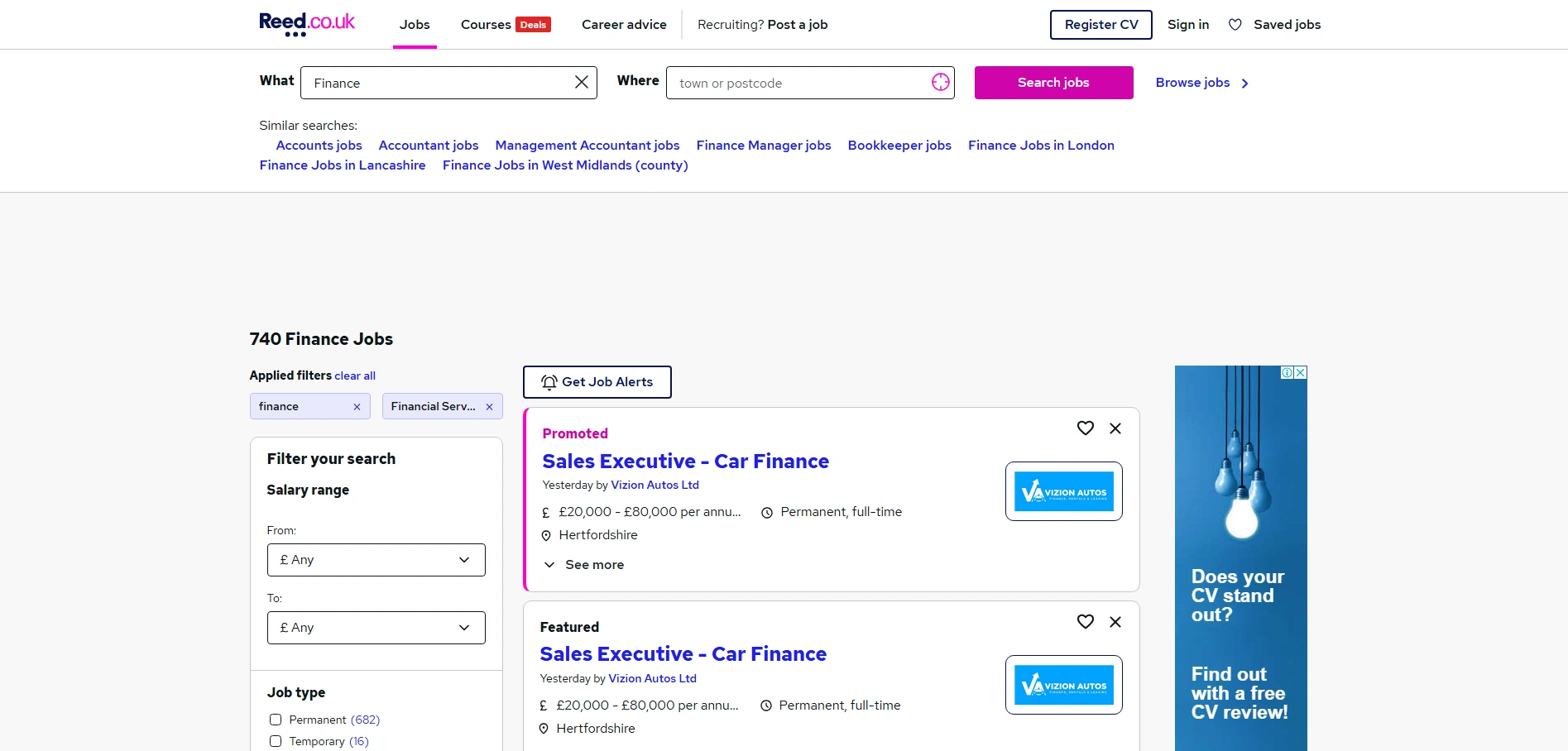 Reed, a versatile job portal, helps you filter and target top candidates for finance roles.