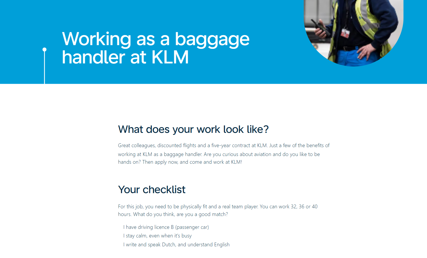recruitment advertisement: KLM