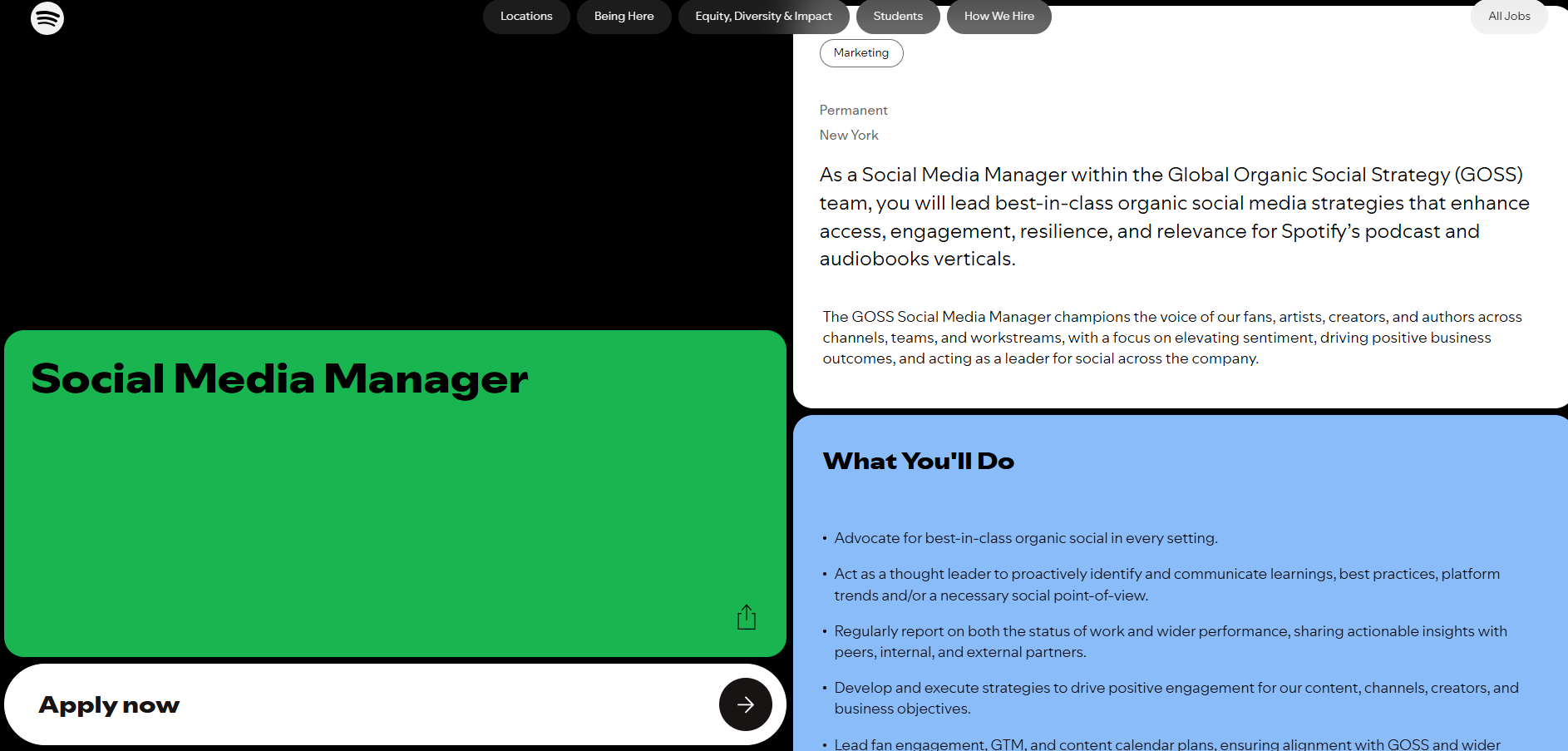 recruitment advertisement: Spotify