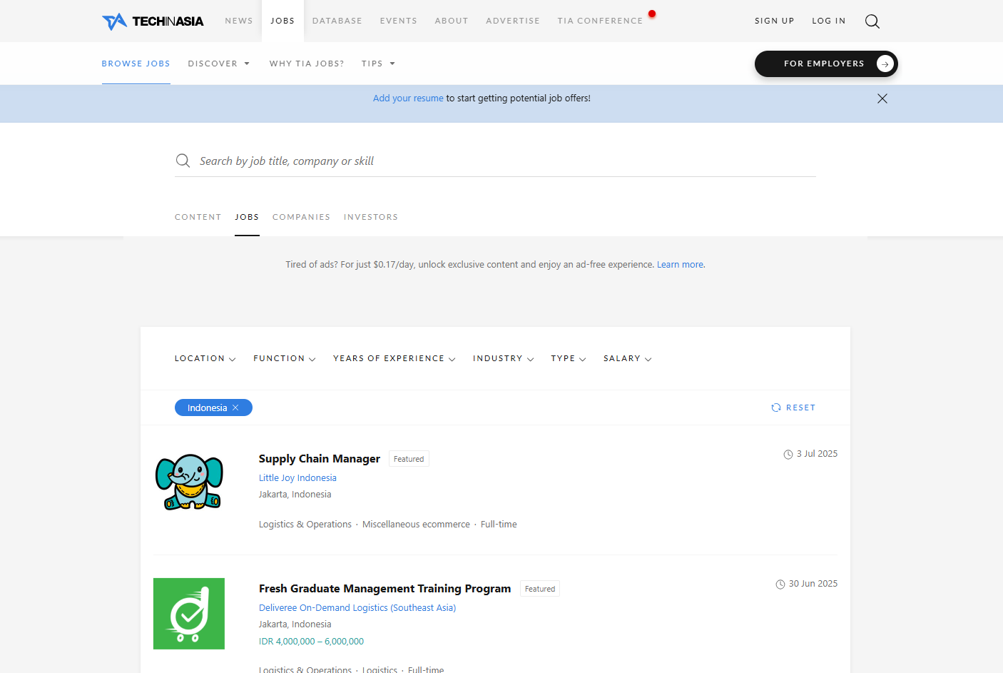 Job Posting Indonesia - TechInAsia