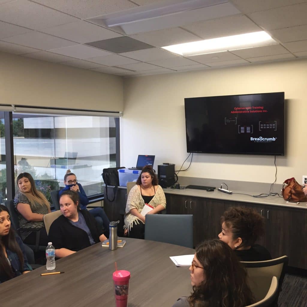 Breadcrumb conducting a staff training with Administrative Solutions, Inc.