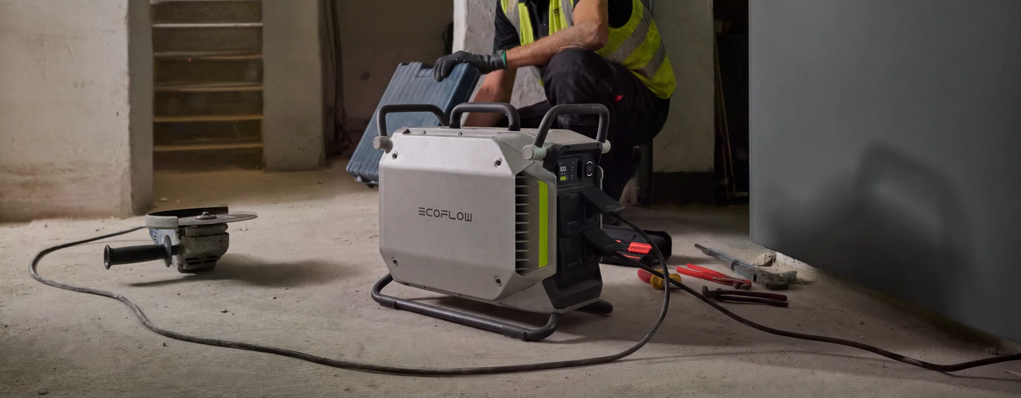 Bouwvakker gebruikt de EcoFlow PowerRock 4000 als stil alternatief voor een aggregaat op de bouwplaats
