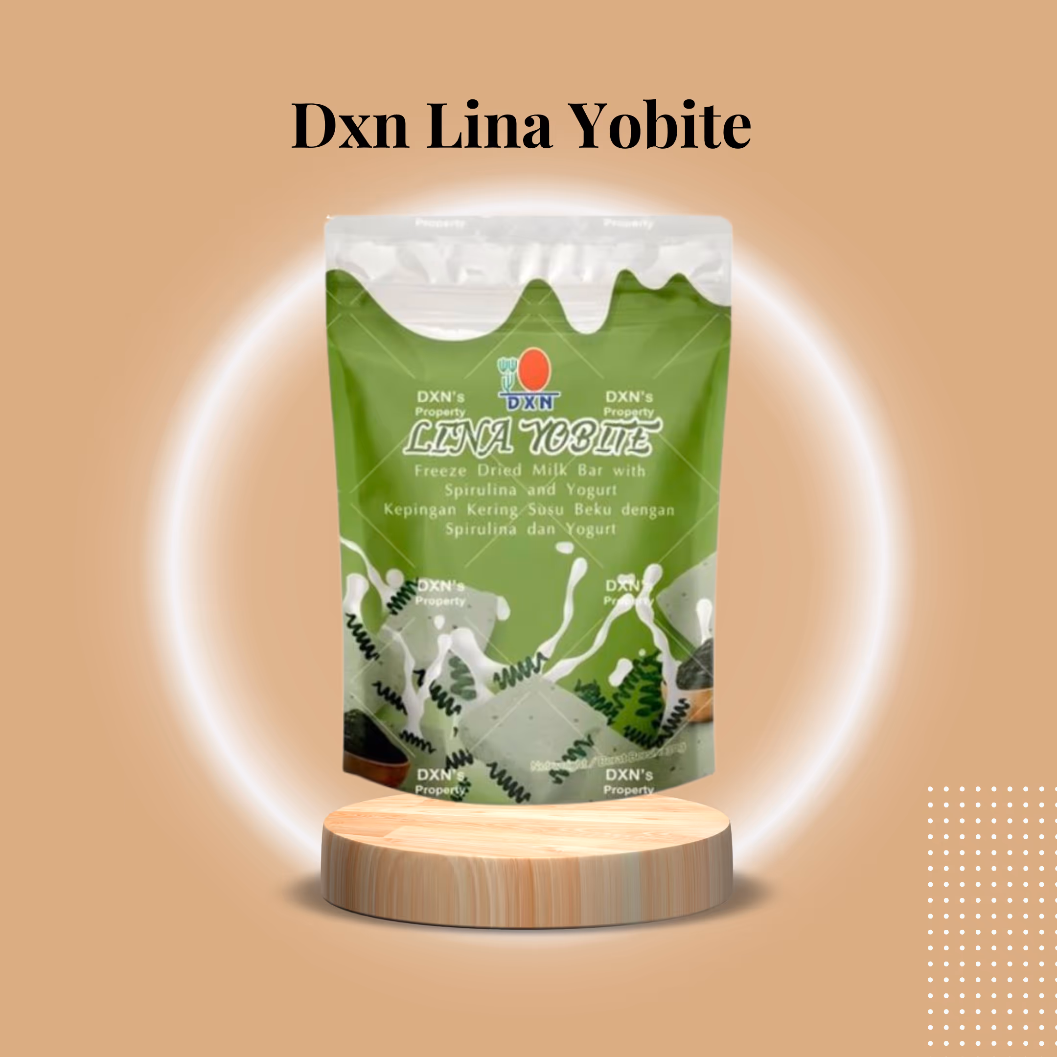 DXN Lina Yobite — Freeze-Dried Probiotic Yogurt + Spirulina Cubes for Gut Health & Women’s Wellness