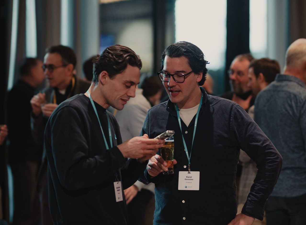 Karel and Sebastiaan at a conference.