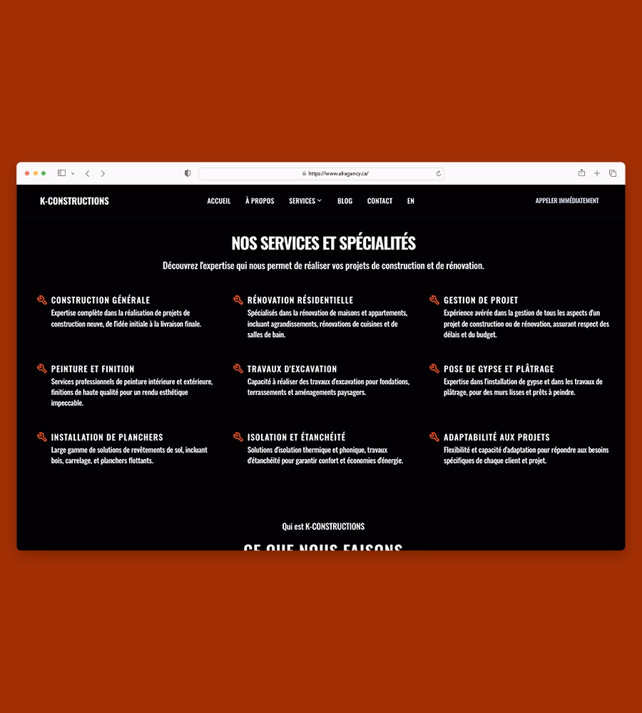 Website design for construction company