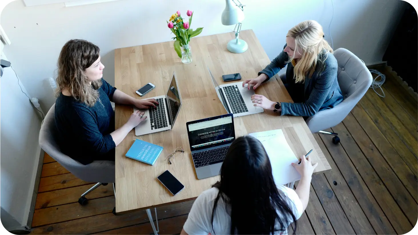 3 women working on their computer