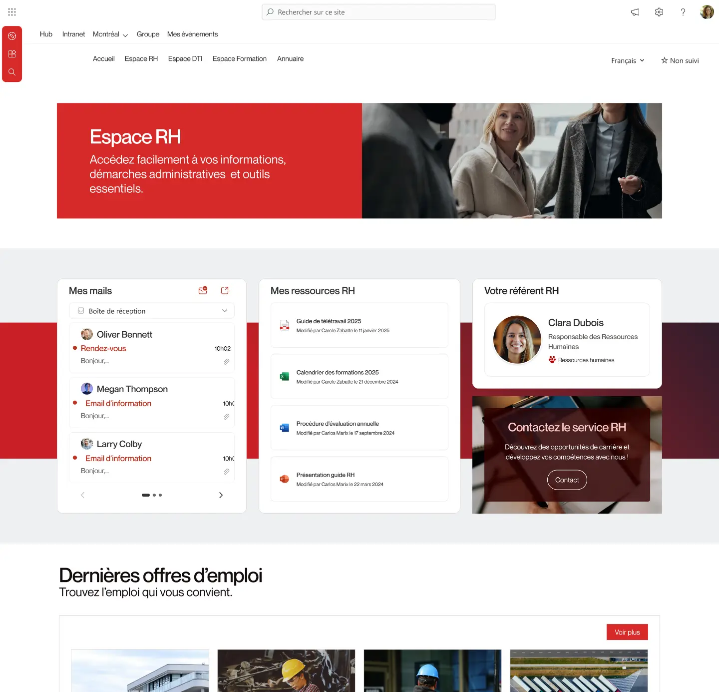 Exemple d'espace RH dans une Digital Workplace Jint