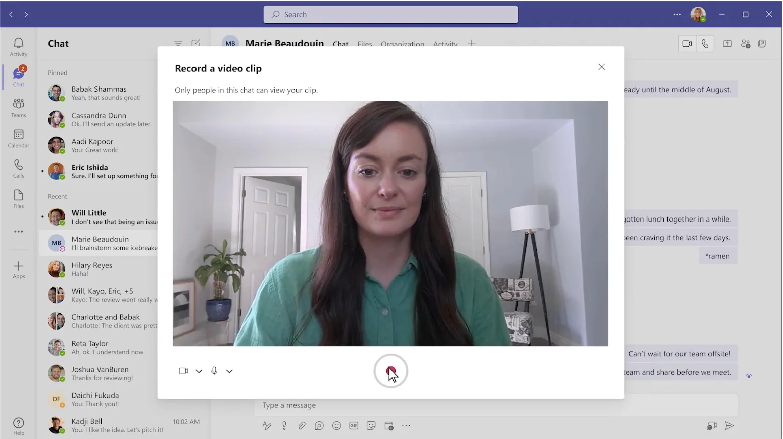 Video clip in Teams