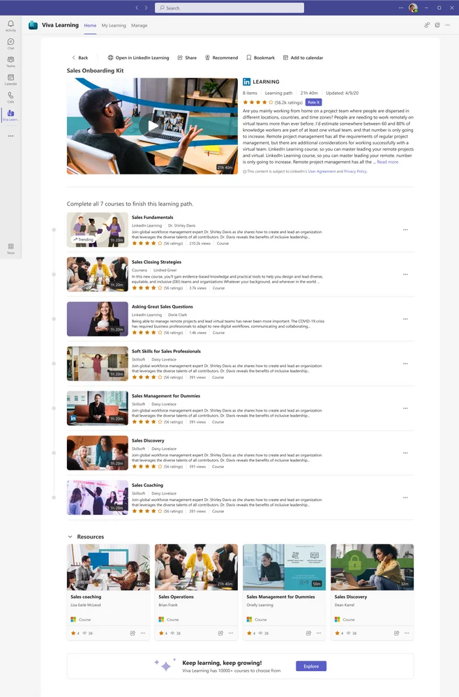 Viva learning in Teams