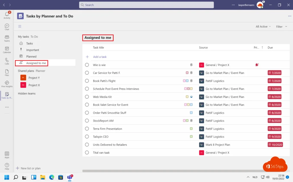 Microsoft Project and Planner features