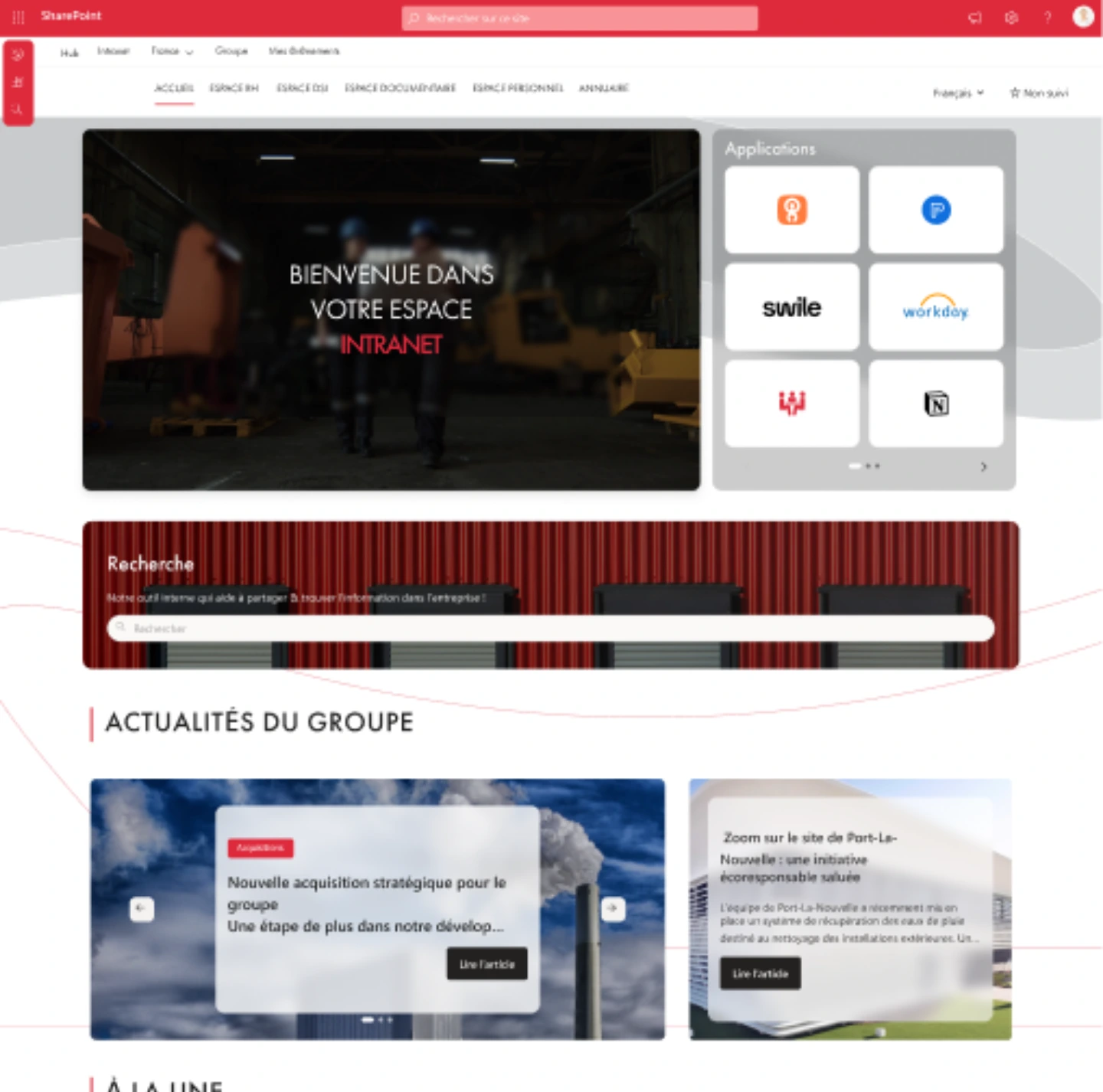 Exemple d'intranet entreprises industrielles