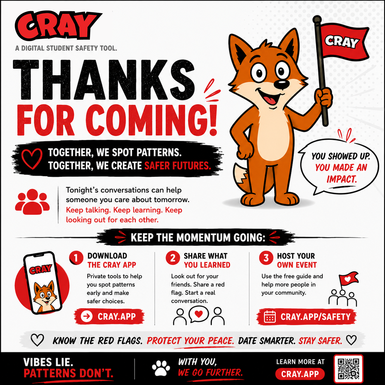 Cray dating safety event thank you graphic
