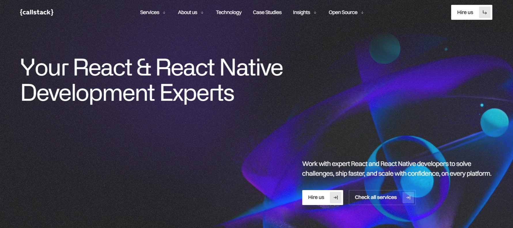 Screenshot of callstack hero section