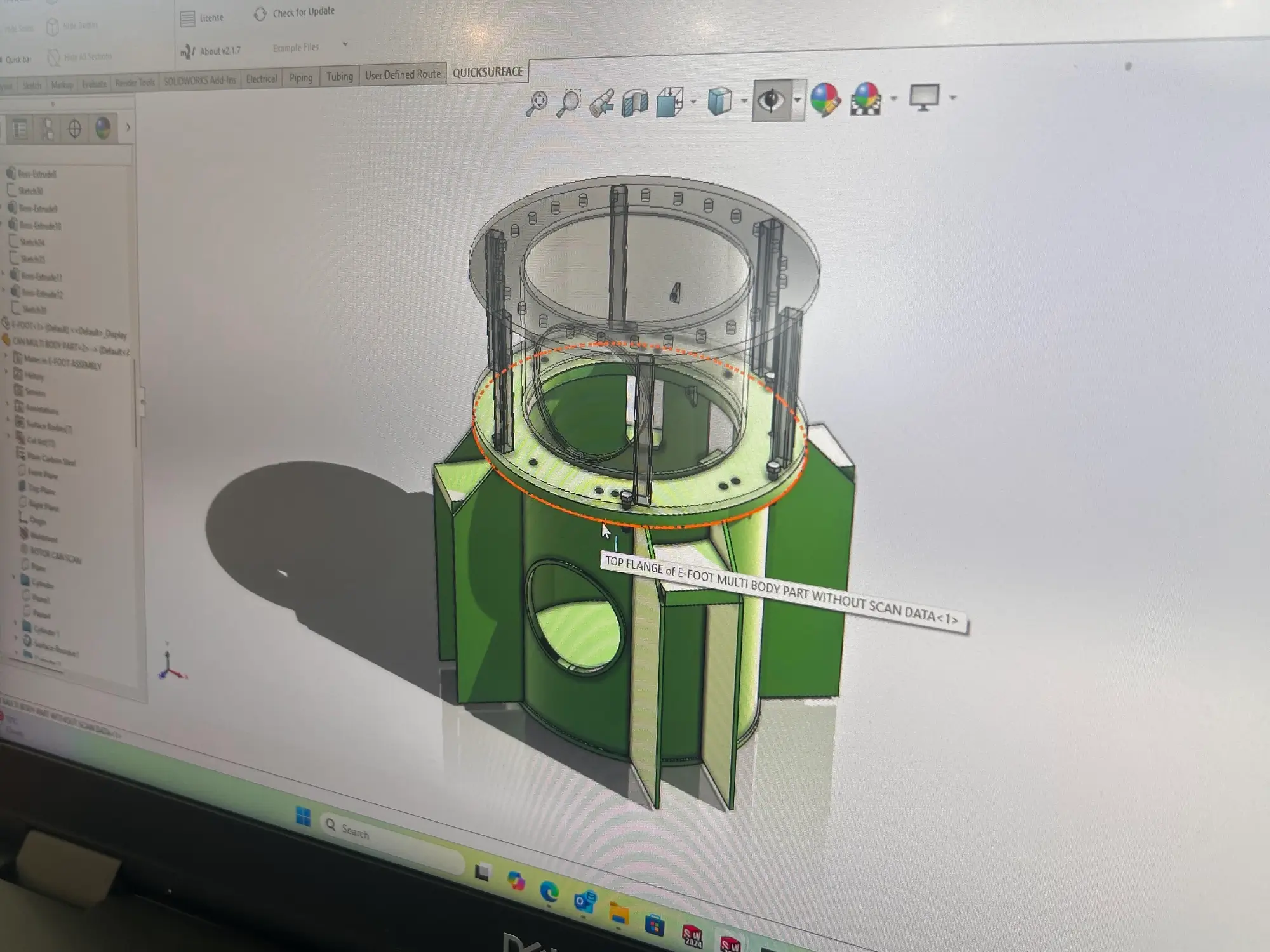 3D scanning, CAD modelling and alterations to an Adapter Can designed to connect with the E-foot and facilitate a key maintenance operation for blade changes on wind turbines.