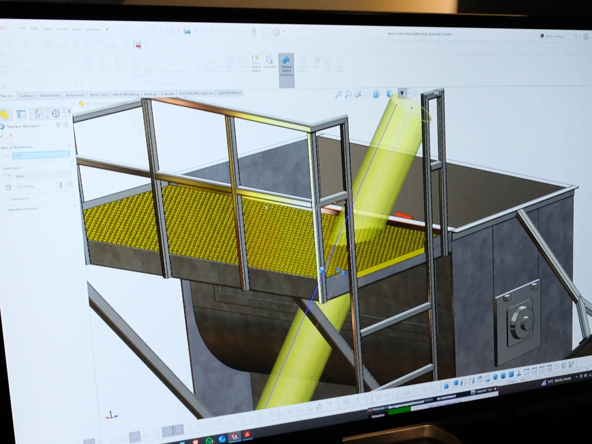 A CAD file on the computer