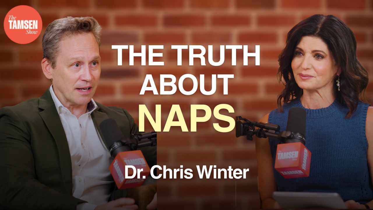 The Tamsen Show episode cover: Dr. Chris Winter and Tamsen Fadal, text reads 'The truth about naps'