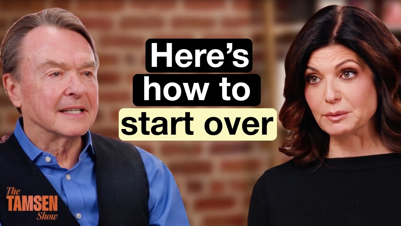 The Tamsen Show episode cover: Michael Clinton and Tamsen Fadal, text reads 'Here's how to start over'