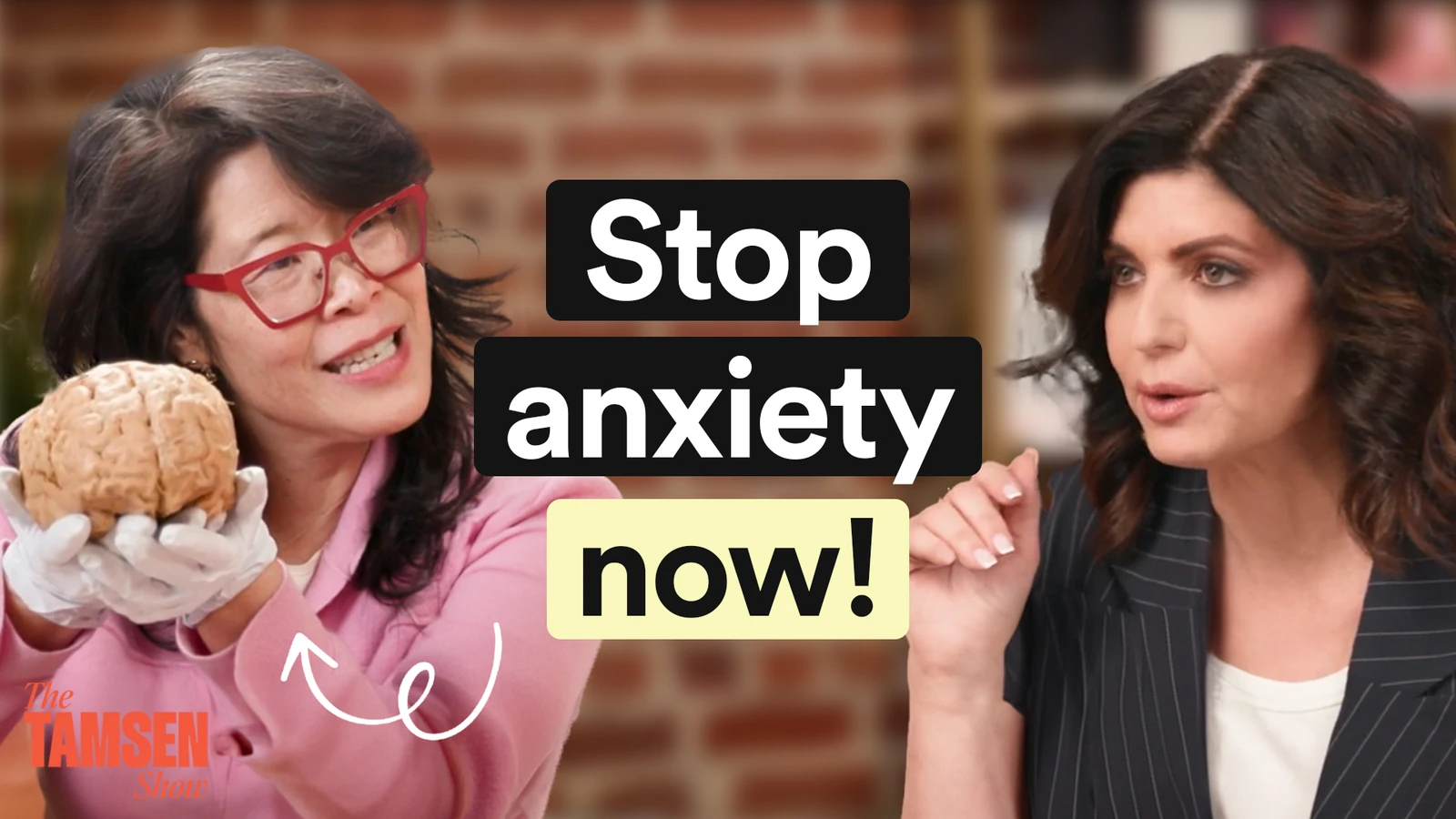 The Tamsen Show episode cover: Dr. Wendy Suzuki and Tamsen Fadal, text reads 'Stop anxiety now!'