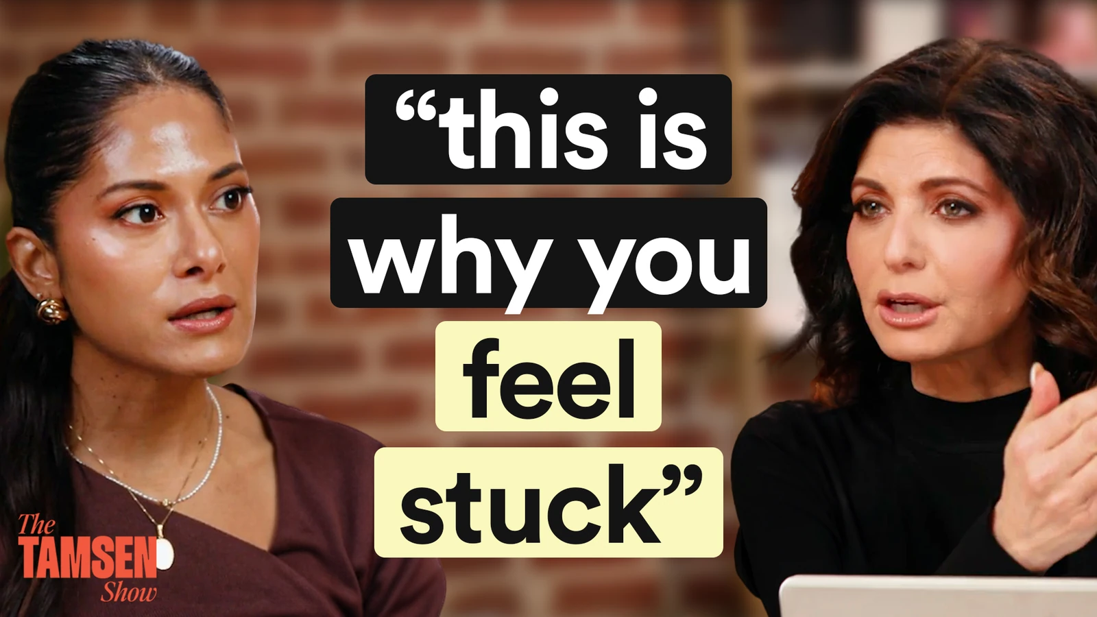 The Tamsen Show episode cover: Israa Nasir and Tamsen Fadal, text reads 'this is why you feel stuck'