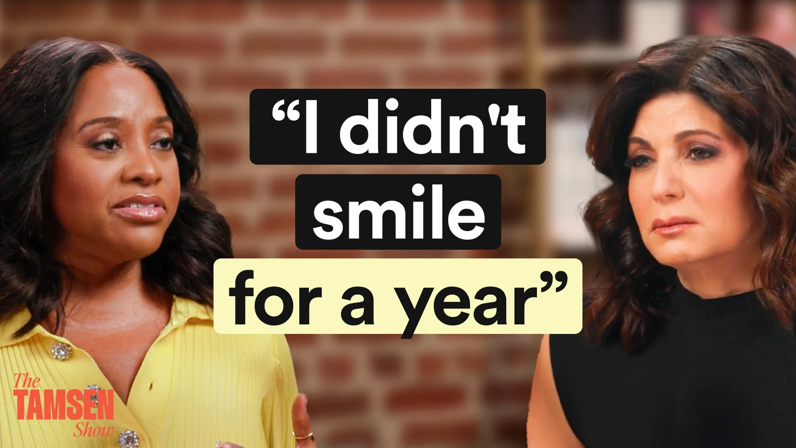 The Tamsen Show episode cover: Sherri Shepherd and Tamsen Fadal, text reads 'I didn't smile for a year'