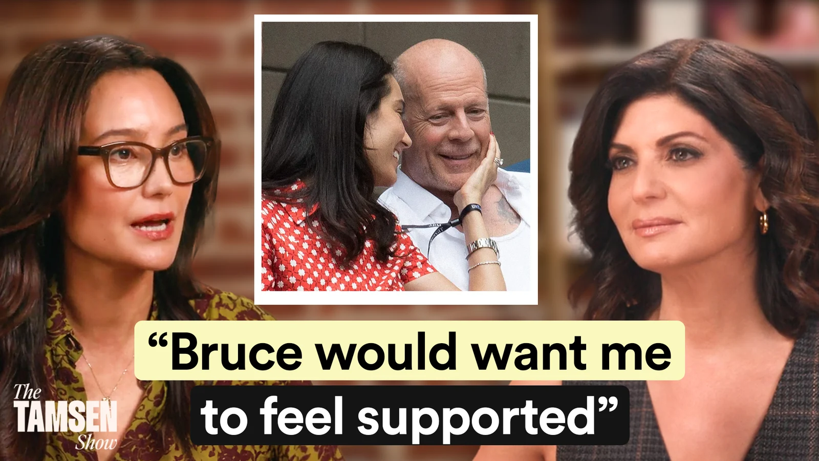 The Tamsen Show episode cover: Emma Heming Willis and Tamsen Fadal, text reads 'Bruce would want me to feel supported'