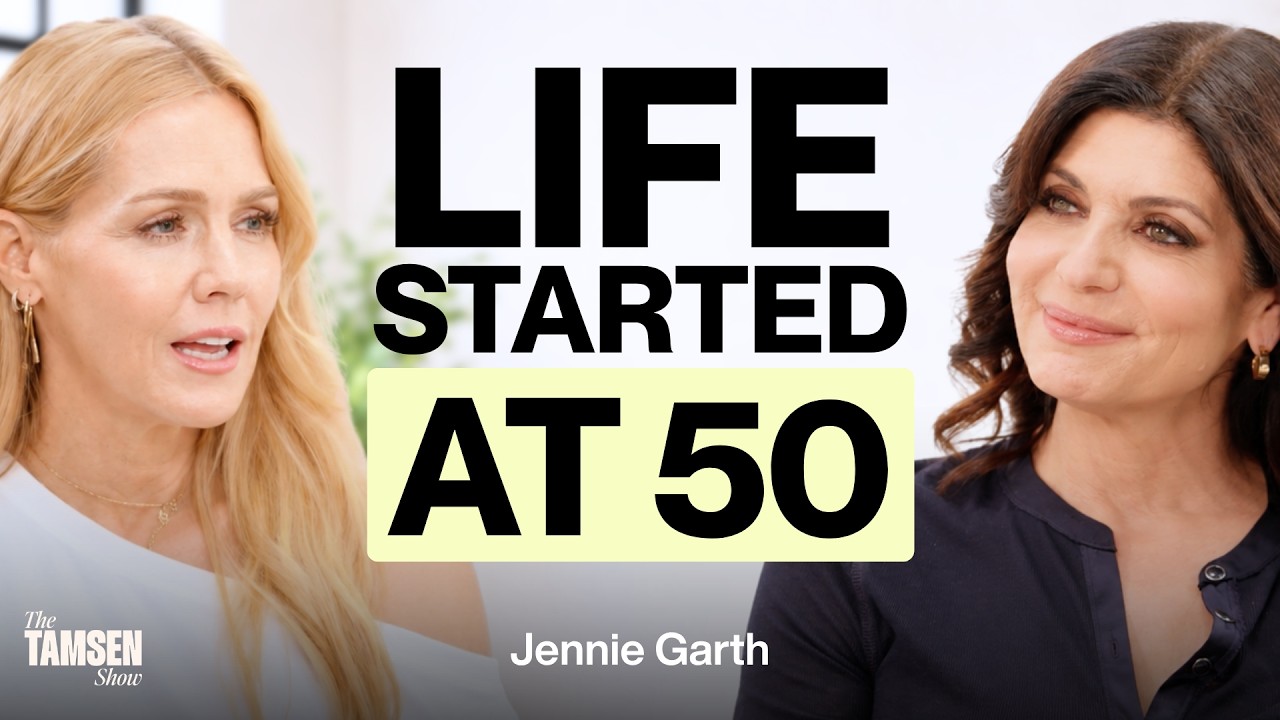 The Tamsen Show episode cover: Jennie Garth and Tamsen Fadal, text reads 'Life started at 50'